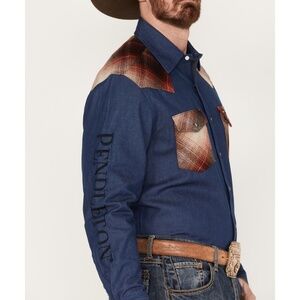 Wrangler x Pendleton denim and flannel western shirt, Large